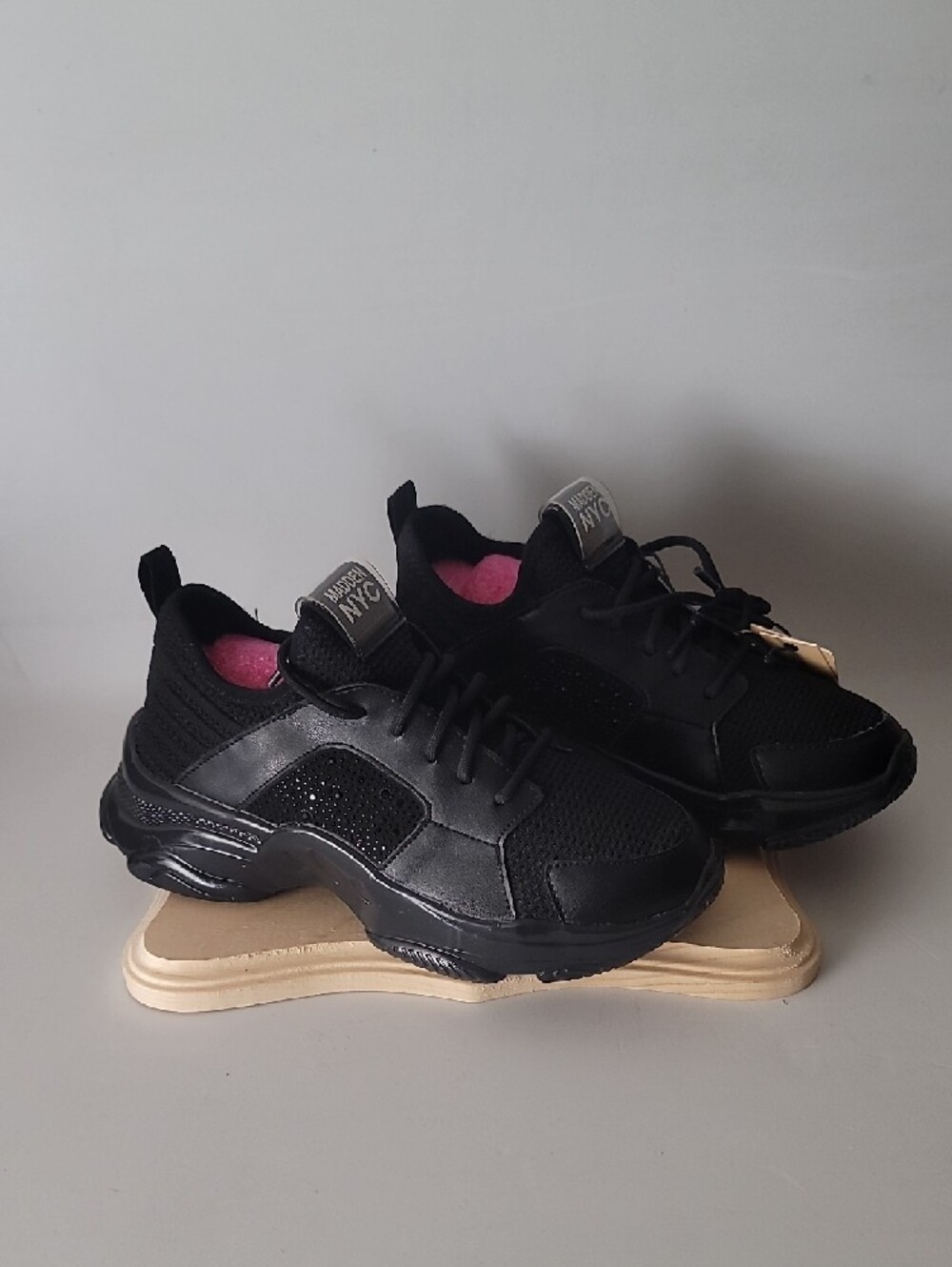 Madden NYC Women's Black Lace-Up Sneakers - Picture 2 of 6
